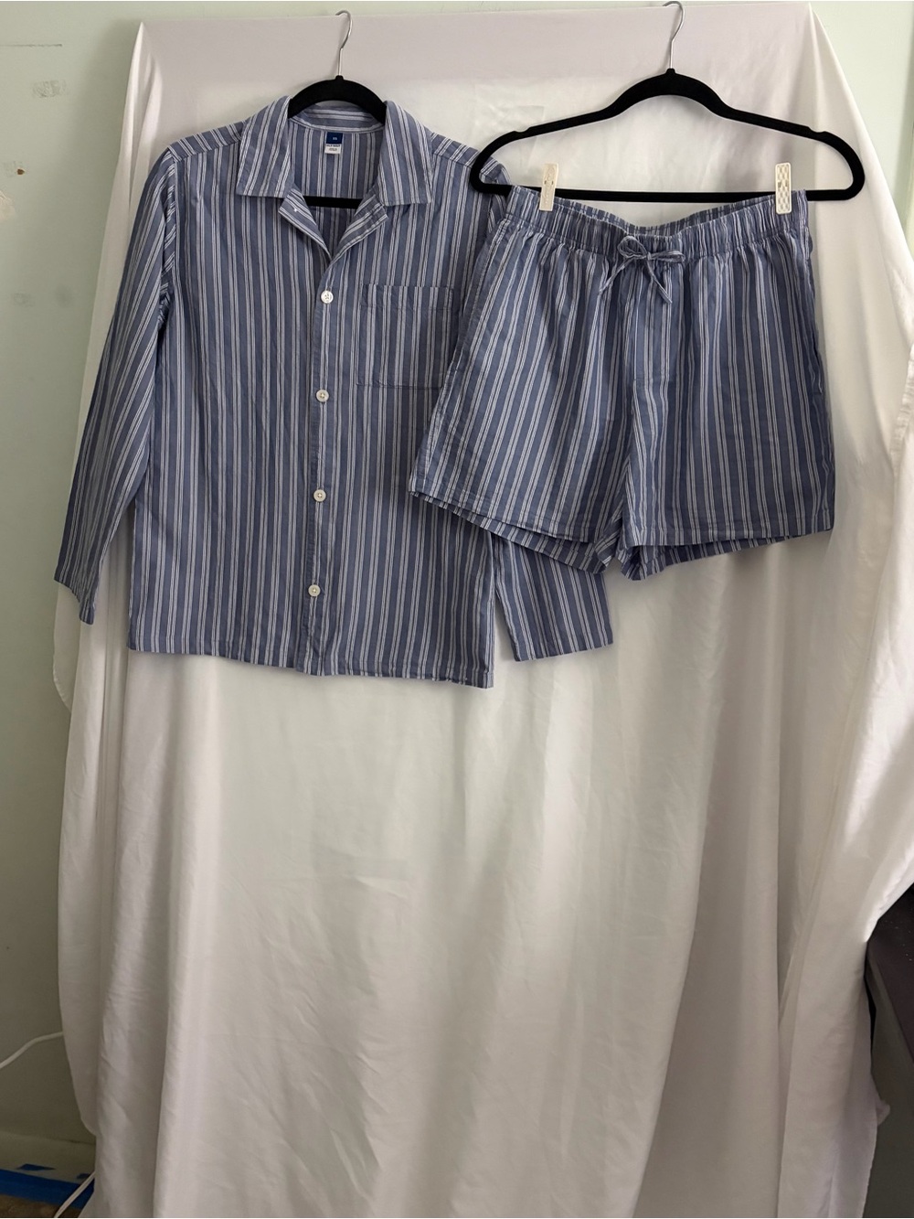 Old Navy Blue and White Vertical Stripe Button-Down Shirt